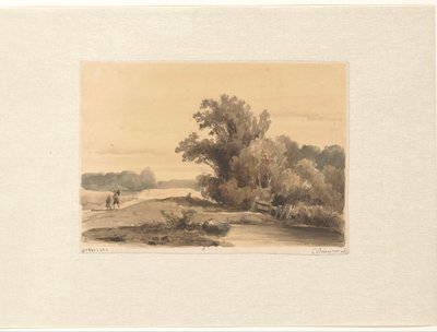 Landschaft bei Brederode mit Spaziergängern auf einem Pfad von Cornelis Springer