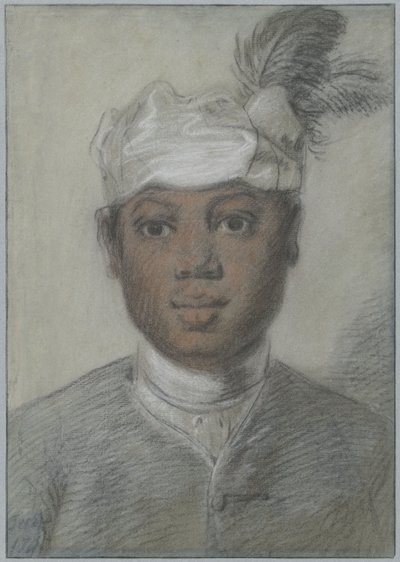 Kopf eines jungen schwarzen Mannes mit gefiedertem Turban von Cornelis Troost