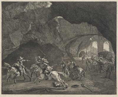 Pistolenschuss während eines Überfalls von Cornelis Visscher (II)