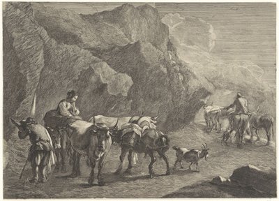 Felsenlandschaft mit Hirten von Cornelis Visscher (II)