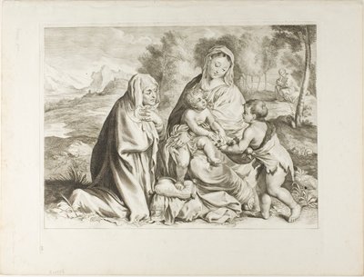 Die Heilige Familie mit Johannes dem Täufer und der Heiligen Elisabeth, aus dem Kabinett Reynst von Cornelis Visscher