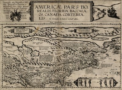 Americae pars borealis, Florida, Baccalaos, Kanada, Corterealis von Cornelis de Jode
