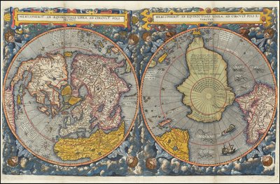 Hemisphäre von der Äquatoriallinie bis zum Polarkreis - koloriert von Cornelis de Jode