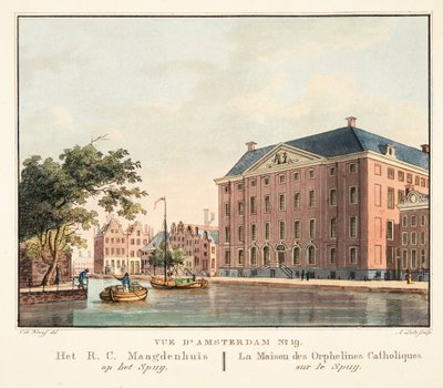 Ansicht von Amsterdam Nr. 19. Das R.C. Maagdenhuis am Spuij. Das Haus der katholischen Waisenmädchen am Spuij, 1825 von Cornelis de Kruyff