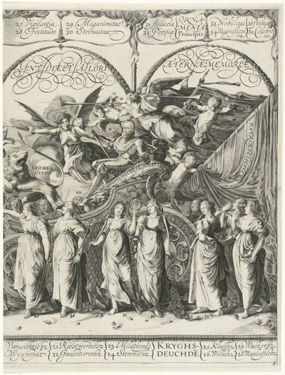 Triumphzug von Wilhelm von Oranien, Platte d (Triumphwagen des berühmten Wilhelm von Oranien) von Cornelis van Kittensteyn