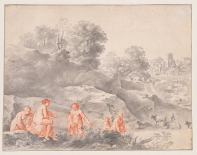 Aktfiguren in einer Landschaft (möglicherweise Diana und Kallisto) von Cornelis van Poelenburch
