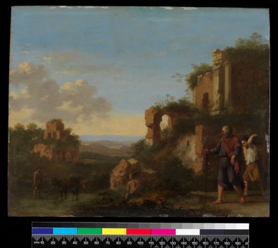 Landschaft mit Abraham und Isaak, vor 1667 (Öl auf Kupfer) von Cornelis van Poelenburgh
