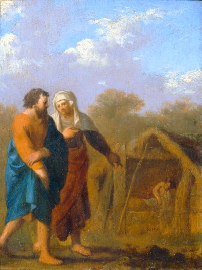 Sarah bittet Abraham, Hagar als zweite Frau zu nehmen von Cornelis van Poelenburgh or Poelenburch