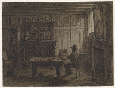 Mann sitzend in einem Zimmer von Cornelis van der Griendt