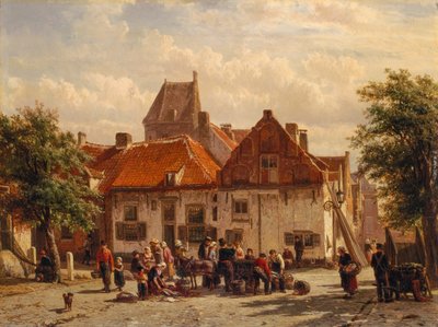 Ansicht des Fischmarktes, Harderwijck von Cornelius Springer