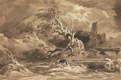 Ein vom Blitz getroffener Baum von Cornelius Varley