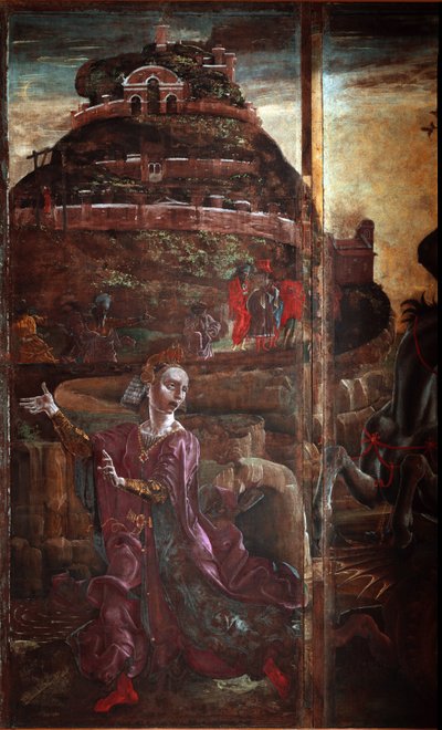 St. Georg und der Drache, Detail der Prinzessin von Cosimo Tura