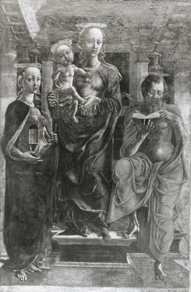 Die Jungfrau und das Kind mit Maria Magdalena und St. Hieronymus von Cosimo Tura