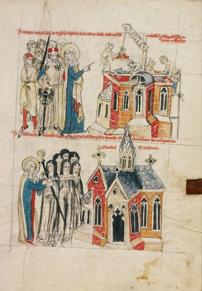 Hedwig und das neue Kloster; Nonnen aus Bamberg siedeln sich im neuen Kloster an von Court workshop of Duke Ludwig I of Liegnitz and Brieg