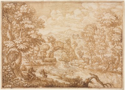 Flusslandschaft mit gewölbtem Felsen, zweite Hälfte des 17. Jahrhunderts von Crescenzio di Onofrio