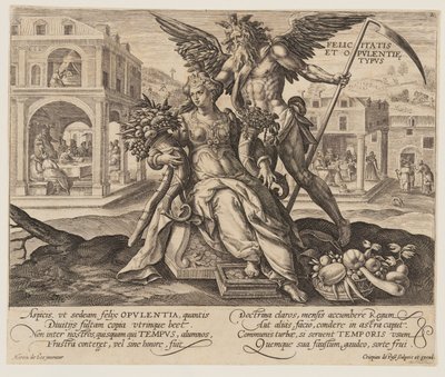 Felicitas et Opulentie Typus, aus Zeit mit Tugenden und Lastern von Crispijn van de Passe I