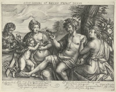 Bacchus, Venus und Ceres in einer Landschaft von Crispijn van den Queborn