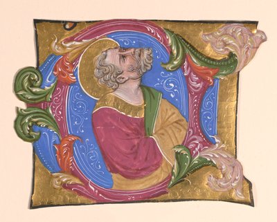 Bärtiger Heiliger in einem Initial von Cristoforo Cortese