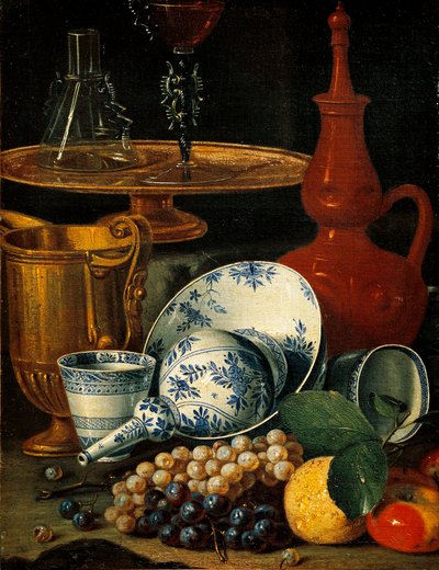 Stillleben mit Geschirr und Früchten von Cristoforo Munari