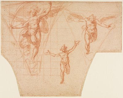 Drei Studien von Engeln für ein Pendentif (recto) von Cristoforo Roncalli
