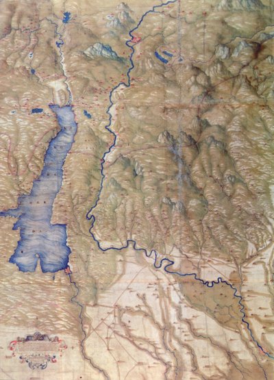 Karte des Gardasees und der umliegenden Gebiete von Cristoforo Sorte