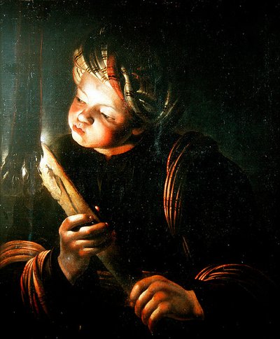Junger Junge, der auf eine Glut bläst von Cryn Hendricksz Volmaryn