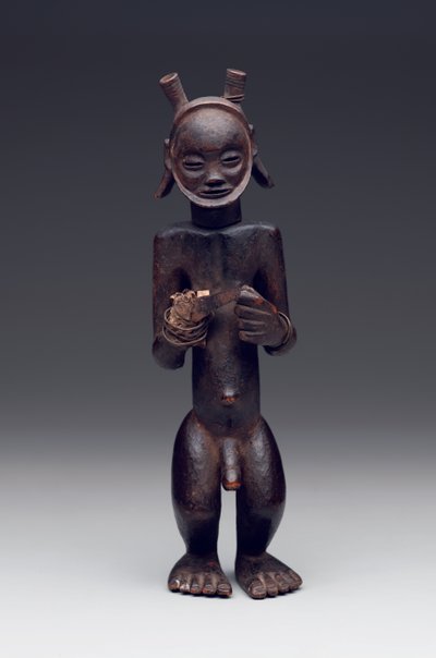 Ritualbehälter in Form einer stehenden männlichen Figur von Culture Chokwe