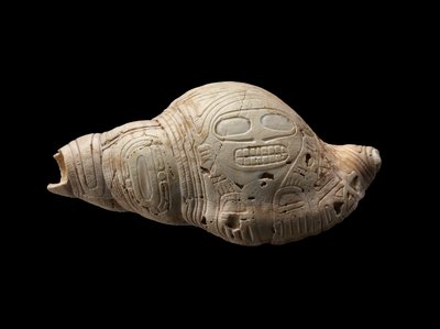 Geschnitzte Muschelschale von Culture Taino