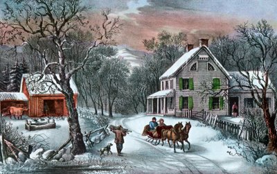 Amerikanisches Gehöft im Winter, 1868 von Currier and Ives