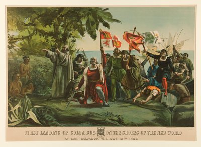 Erste Landung von Kolumbus an den Ufern der Neuen Welt von Currier and Ives