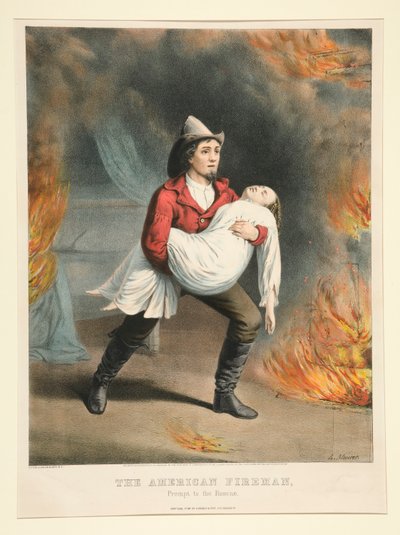 Der amerikanische Feuerwehrmann / Bereit zur Rettung von Currier and Ives