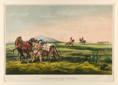 Fallensteller auf der Prärie / Frieden oder Krieg? von Currier and Ives