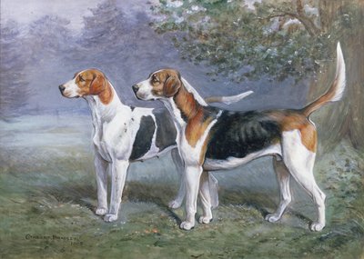 Eine Hündin und ein Hund in einer Landschaft von Cuthbert Bradley