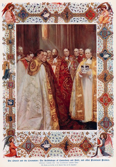 Die Erzbischöfe von Canterbury und York und andere prominente Prälaten (Farblithografie) von Cyrus (after) Cuneo