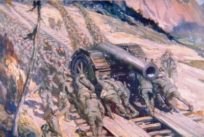 Italiener ziehen Artillerie einen Berg hinauf von Cyrus Cuneo