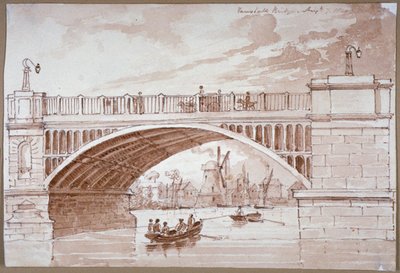 Ansicht eines kleinen Bootes unter der Vauxhall-Brücke, London von DHC