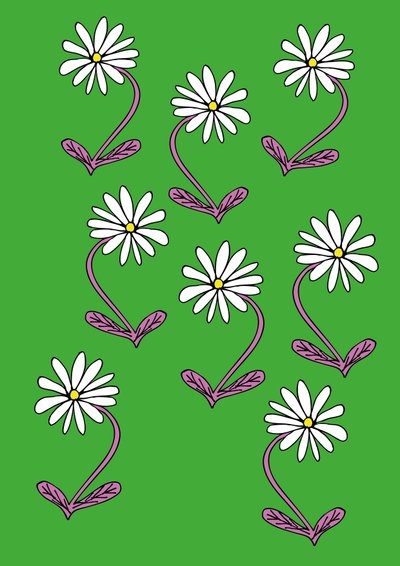Gänseblümchen Wiederholung Grüner Hintergrund von Daisy de Villeneuve