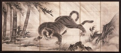 Tiger [links vom Paar Drache und Tiger], Mitte des 16. Jahrhunderts von Dōan Yamada