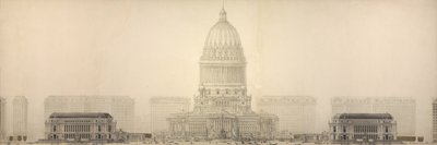 Tafel 131 aus Der Plan von Chicago, 1909: Chicago. Erhebung zeigt die Gruppe von Gebäuden... von Daniel Burnham