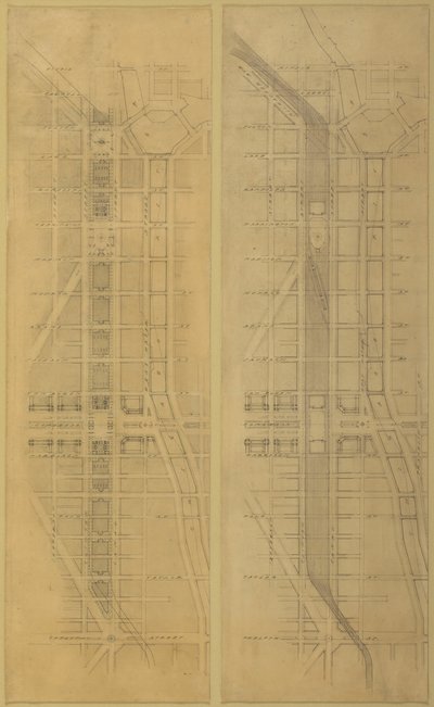 Platte 79 2 Zeichnungen aus dem Plan von Chicago: Vorgeschlagener Standort und Anordnung der... von Daniel Burnham