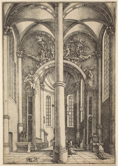 Innenraum der Kirche St. Katharina mit dem Gleichnis vom Pharisäer und Zöllner von Daniel Hopfer
