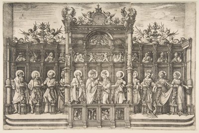 Großer Chorgestühl mit Christus, der die Jungfrau segnet, ca. 1518-20 von Daniel Hopfer