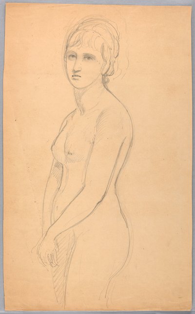 Zeichnung, Weiblicher Akt stehend, 1860–70 von Daniel Huntington