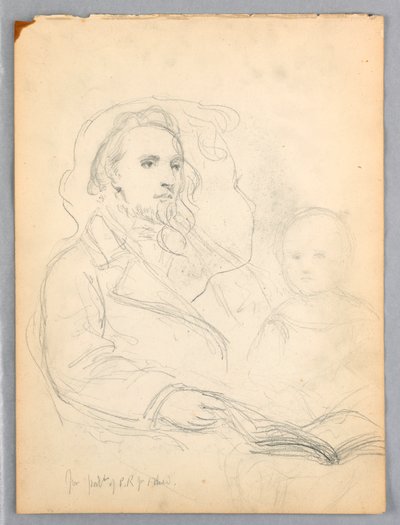 Zeichnung, Skizzen für "Lektion der Nächstenliebe" und Porträt von Peter Richards, Jr., 1849 von Daniel Huntington
