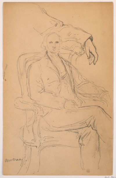 William H. Macy sitzend, Getrennte linke Armstudie, 1884 von Daniel Huntington