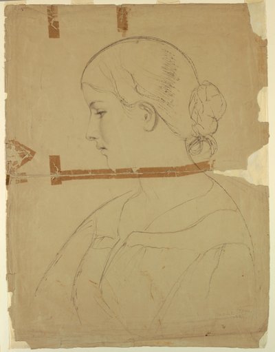 Frau im Profil, Modell in Rom, 1840 von Daniel Huntington