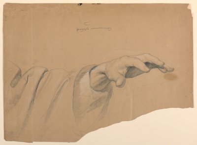 Studie der linken Hand für "Kommunion der Kranken" von Daniel Huntington