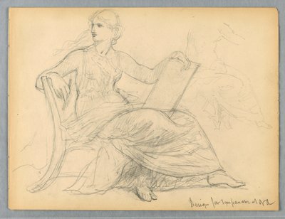 Studie einer sitzenden Frau für das Tympanon der National Academy of Design von Daniel Huntington