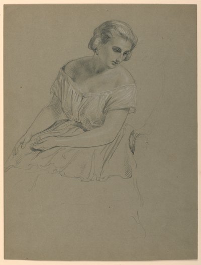 Studie einer sitzenden Frau für "Der Republikanische Hof" (Lady Washingtons Empfangstag) von Daniel Huntington