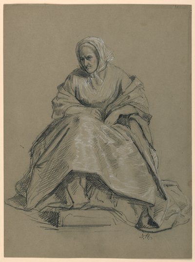 Studie einer sitzenden Frau für "Der Republikanische Hof" (Lady Washingtons Empfangstag) von Daniel Huntington